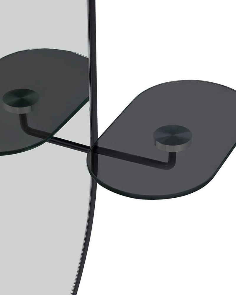 Onyx oval - Salongsspegel - Svart glashylla